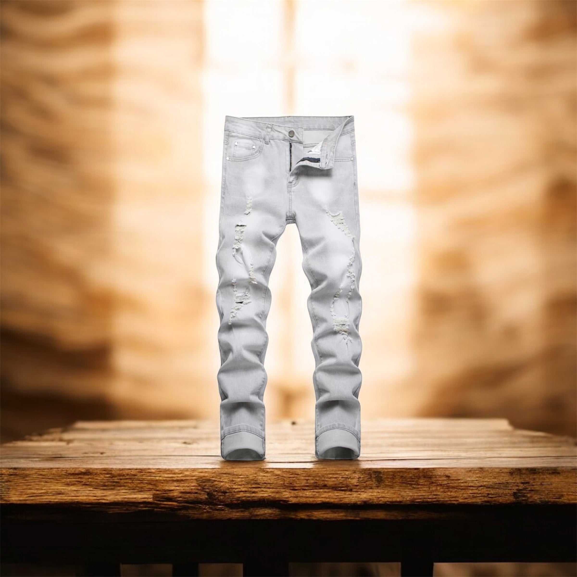 Gray-Men's Multi Pack Slim Fit Stretch Jeans Ripped Skinny Jeans for Men.